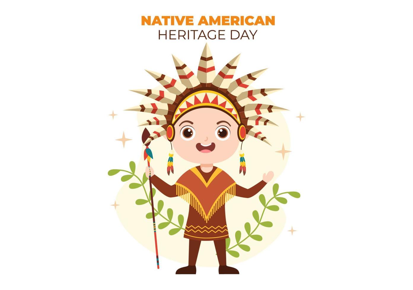 nativo americano eredità giorno modello mano disegnato cartone animato piatto illustrazione per riconoscere il realizzazioni e contributi di tribale indiano cultura vettore