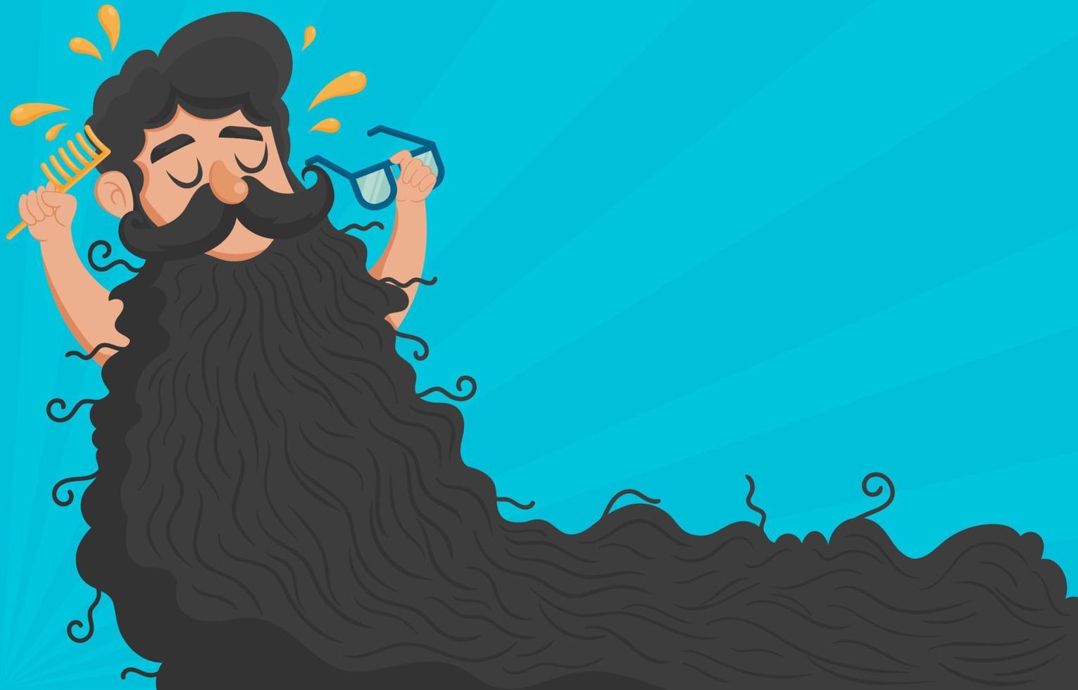 uomo pettinatura il suo capelli e barba per celebrare Movember movimento vettore