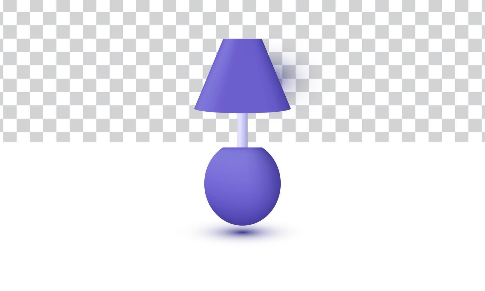 unico realistico piccolo viola tavolo lampada icona 3d design isolato su vettore