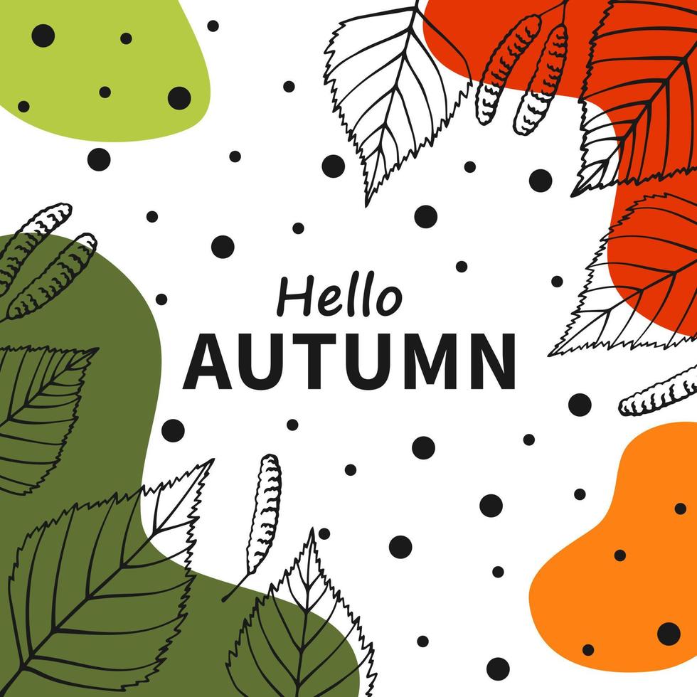 luminosa autunno carta. bellissimo manifesto con le foglie e testo. autunno vacanze carte. mano disegnato vettore illustrazione.