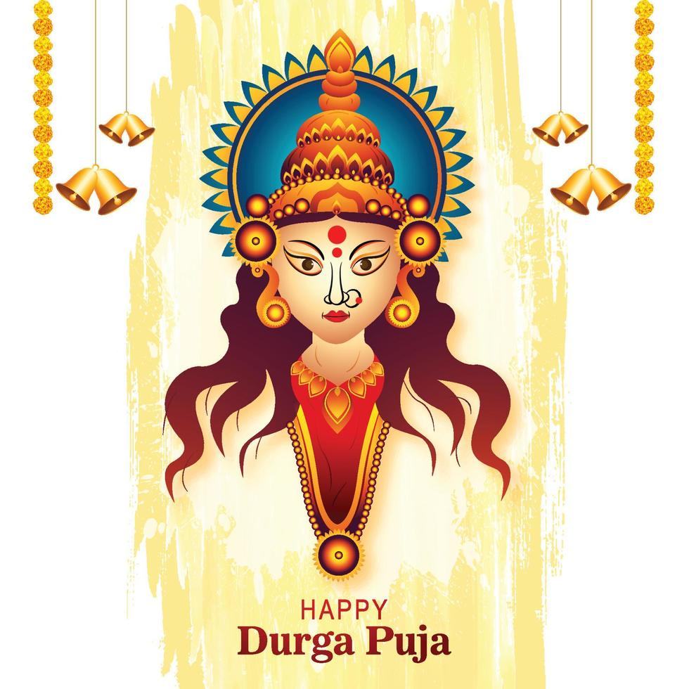 indiano Festival dea Durga viso vacanza celebrazione carta sfondo vettore