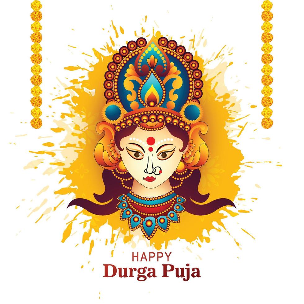religioso decorativo Durga puja viso vacanza carta Festival sfondo vettore