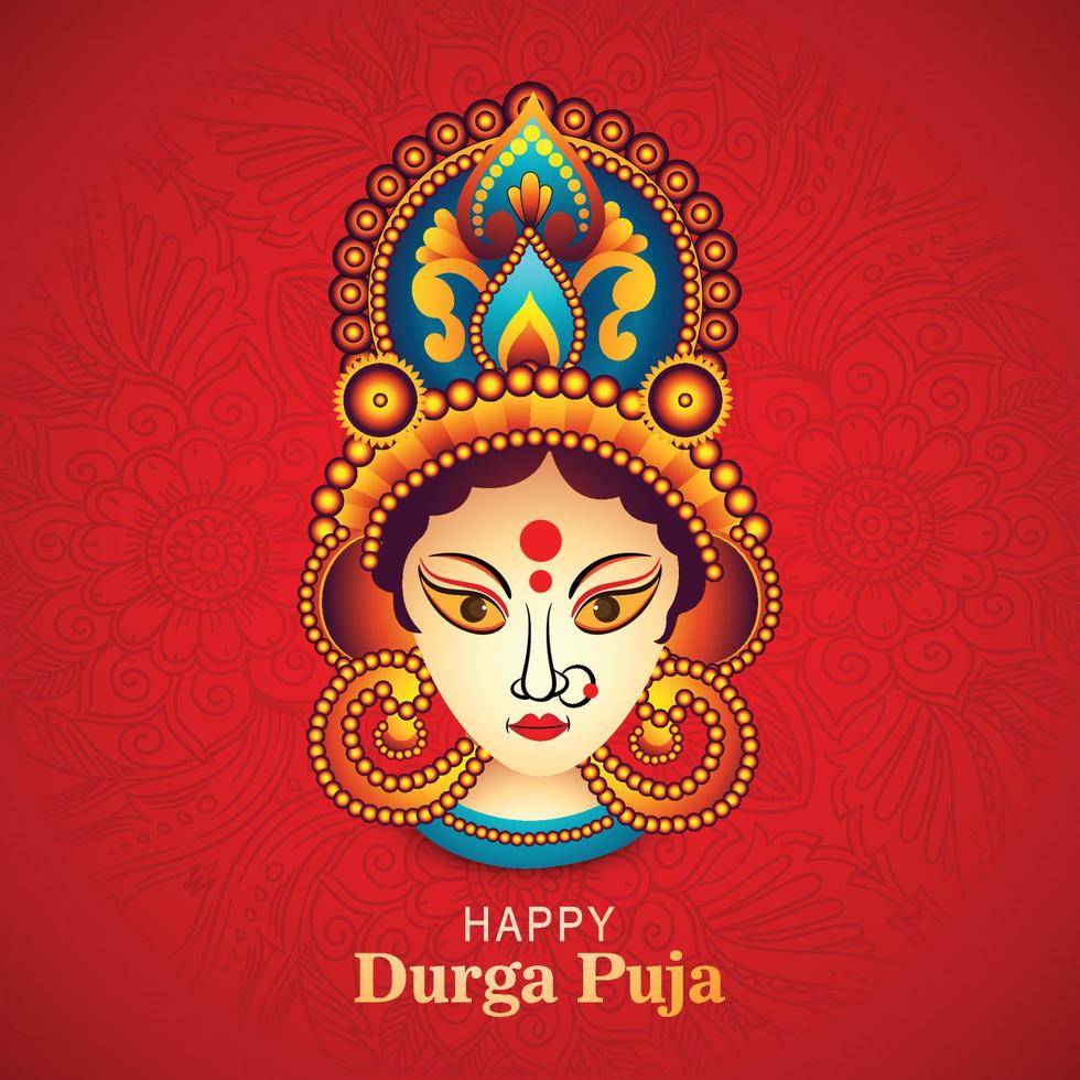 Durga pooja Festival auguri carta vacanza illustrazione sfondo vettore