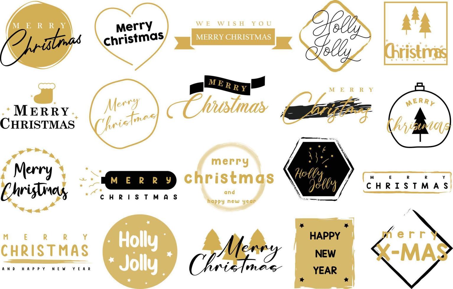 allegro Natale tipografia lettering distintivo, cartolina, invito, saluto carta e regalo. vettore