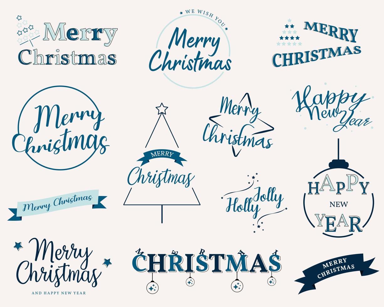 allegro Natale tipografia lettering distintivo, cartolina, invito, saluto carta e regalo. vettore