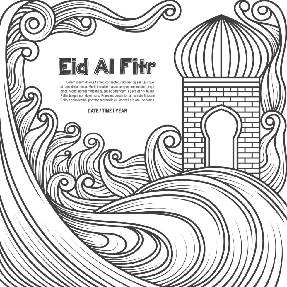 Illustrazione islamica di eid al fitr con forme vorticose vettore