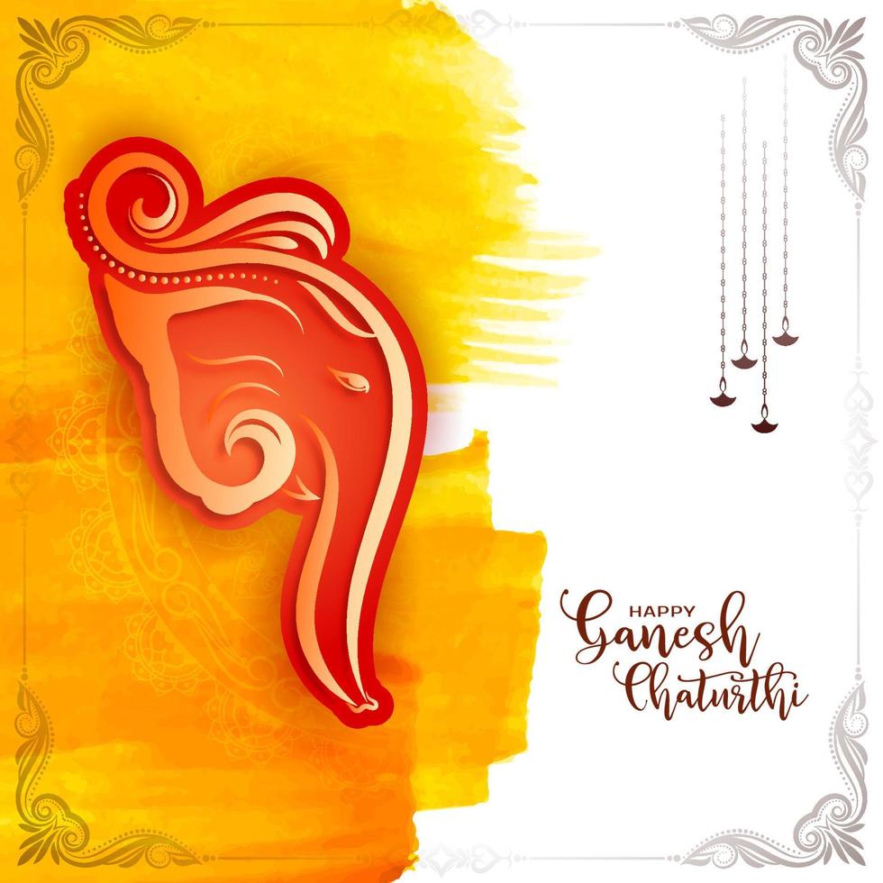 religioso indiano Festival contento ganesh Chaturthi saluto carta design vettore