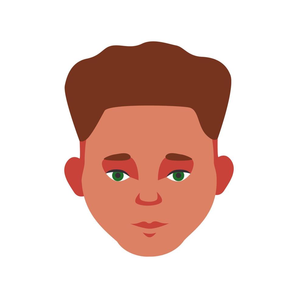 giovane ragazzo testa bambino tipo viso avatar icona semplice piatto stile vettore illustrazione