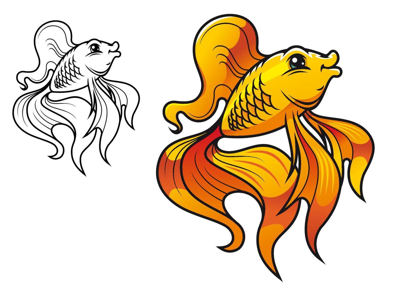 cartone animato d'oro pesce vettore