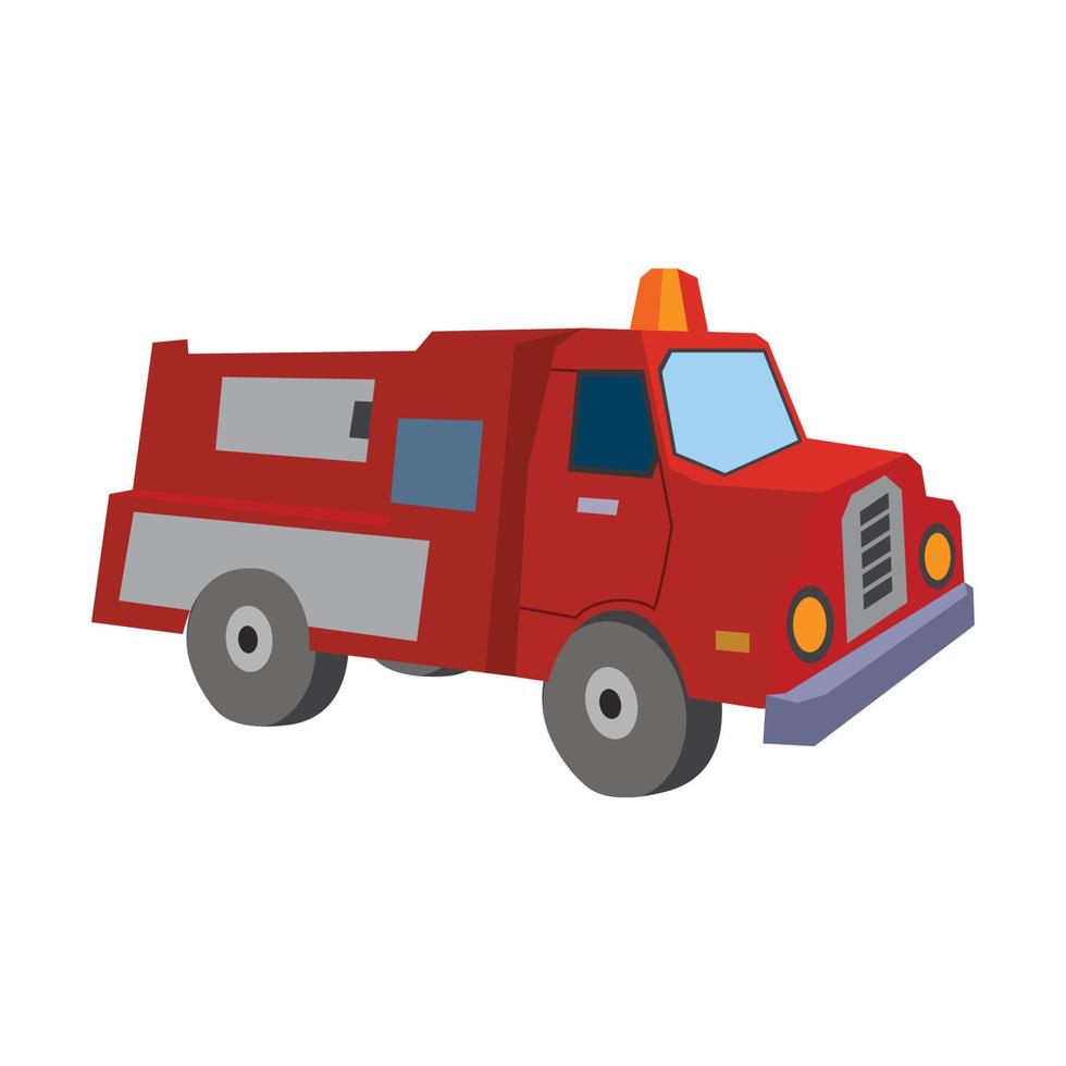 design piatto illustrazione vettoriale trasporto urbano, camion dei pompieri, vista laterale
