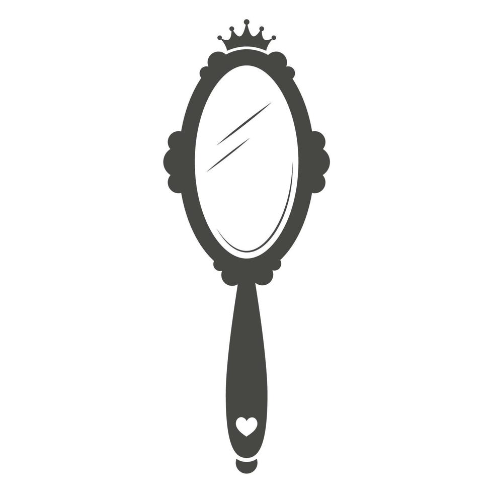 specchio vintage principessa in stile regale su sfondo bianco. design del telaio retrò con corona per il compleanno e la festa della bambina. sagoma vettoriale. vettore