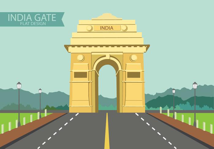 India Gate on Flat Design vettore