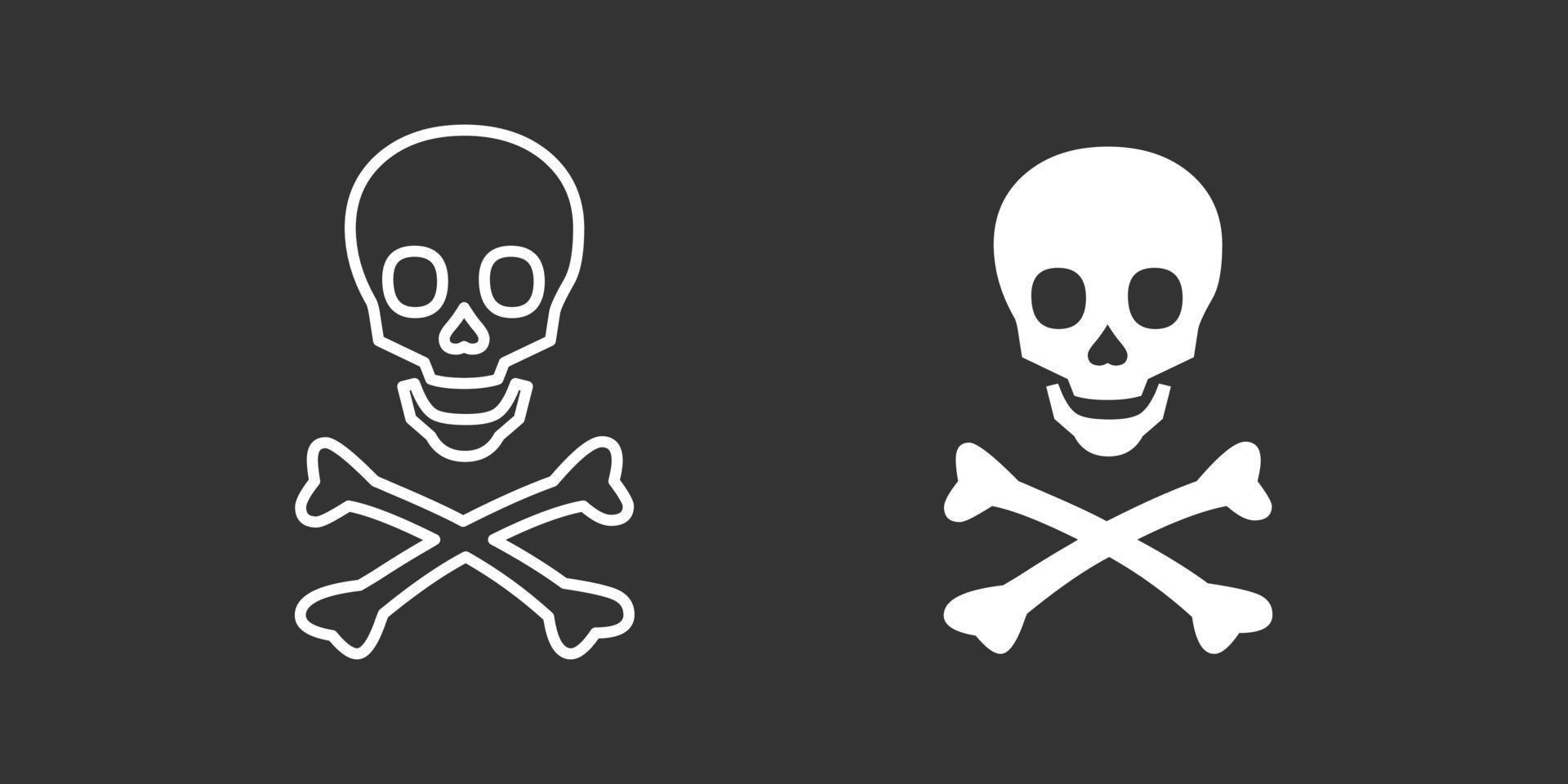 ossa incrociate, Morte cranio vettore icona. Pericolo, veleno simbolo piatto vettore icona per applicazioni e siti web.