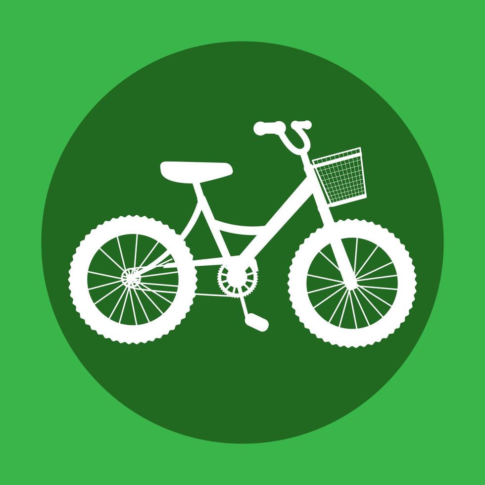 partire bicicletta per eco viaggio. verde energia simbolo. carino bicicletta per persone e protezione il ambiente. Salva terra a partire dal inquinamento. isolato illustrazione su verde sfondo. vettore illustrazione.
