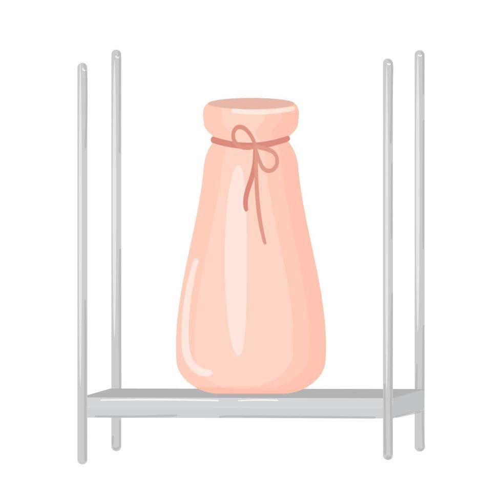 ceramica vaso su un' In piedi. moderno ceramica vaso con corda decorazioni su il ripiano. isolato illustrazione su un' bianca sfondo. vettore illustrazione.
