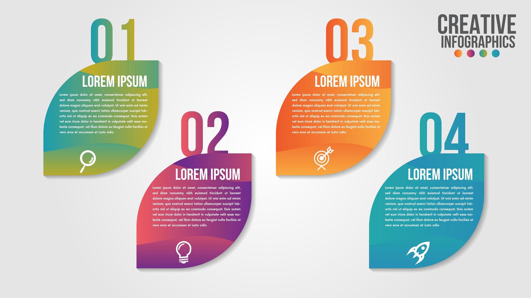 infografica timeline gradiente foglia design con 4 passaggi vettore