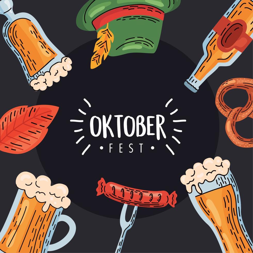 oktoberfest celebrazione lettering telaio vettore