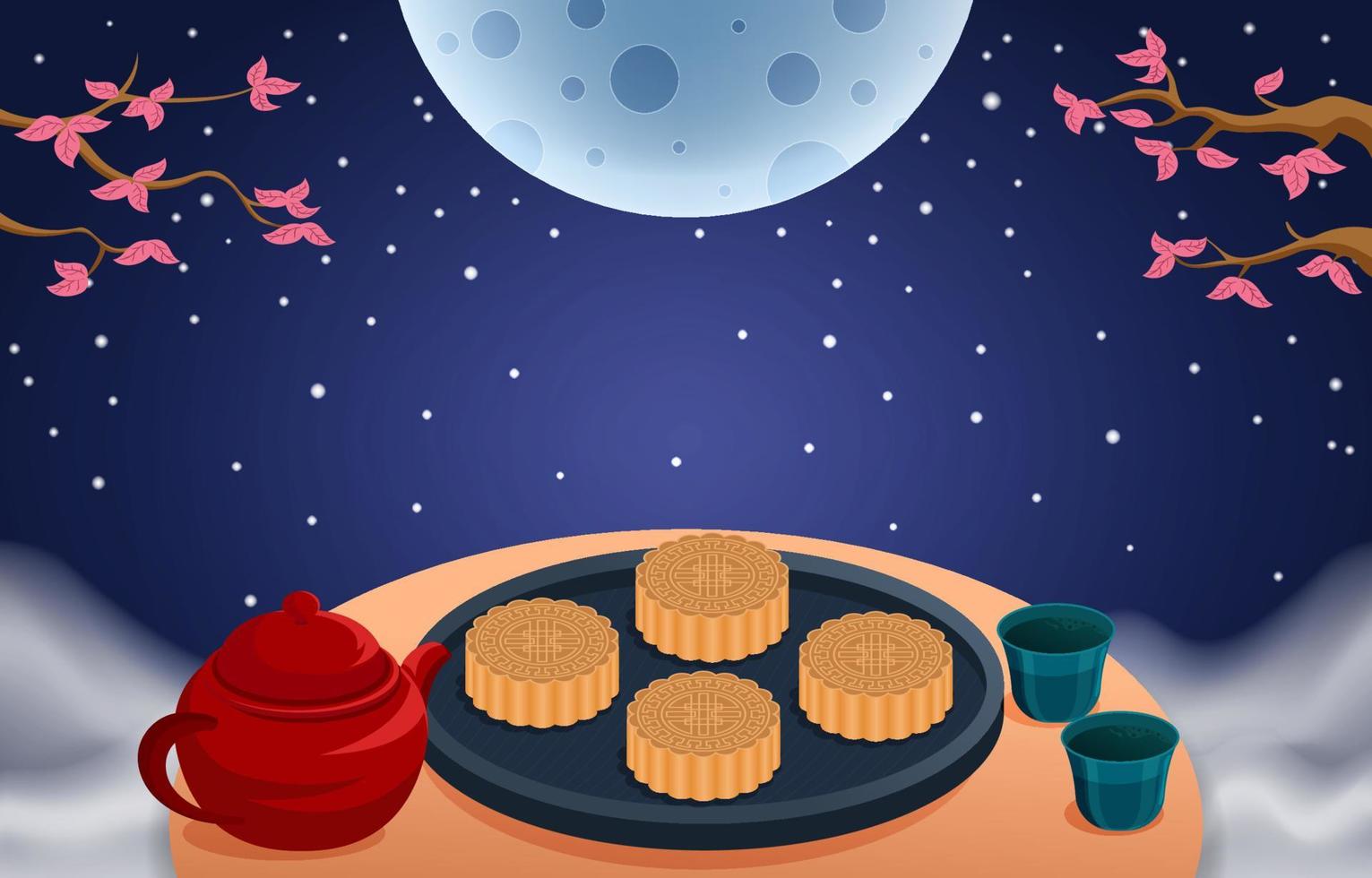 Luna torta nel il cielo notte sfondo vettore