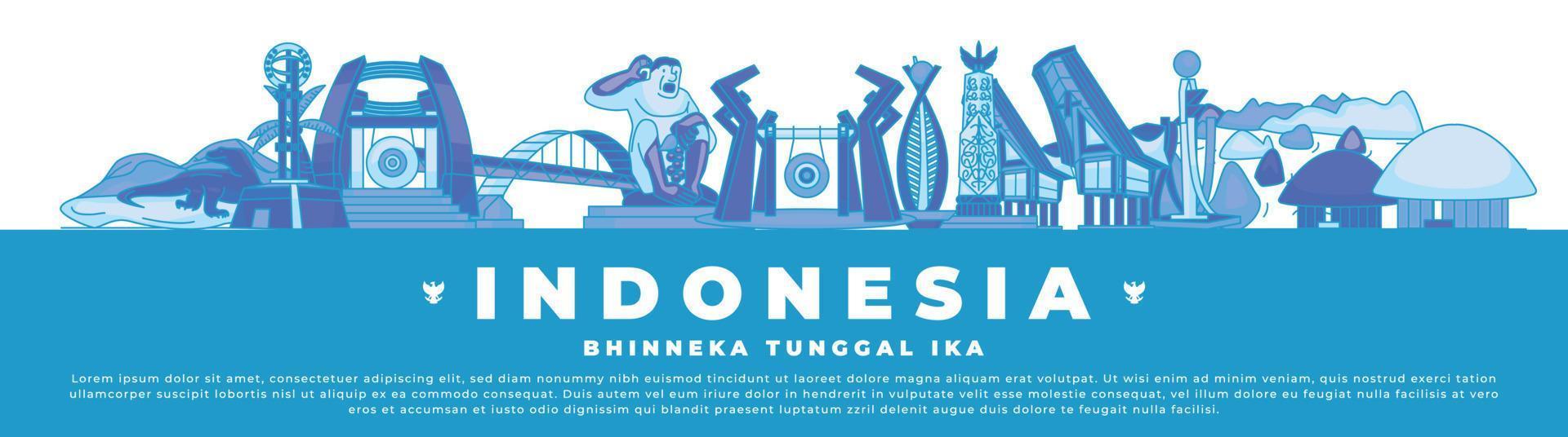 Indonesia bandiera paesaggio icona vettore