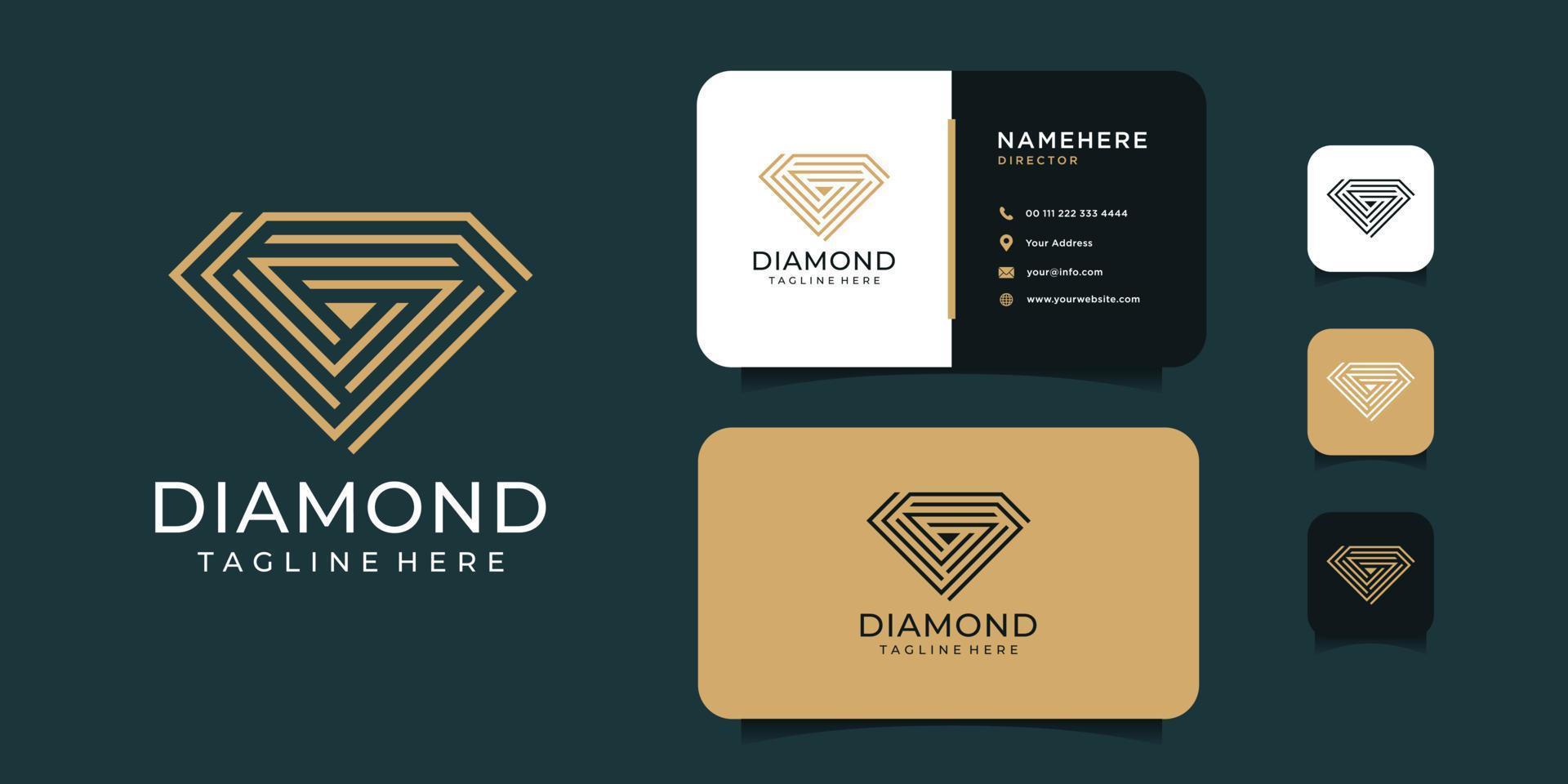 lusso diamante logo e attività commerciale carta vettore design modello