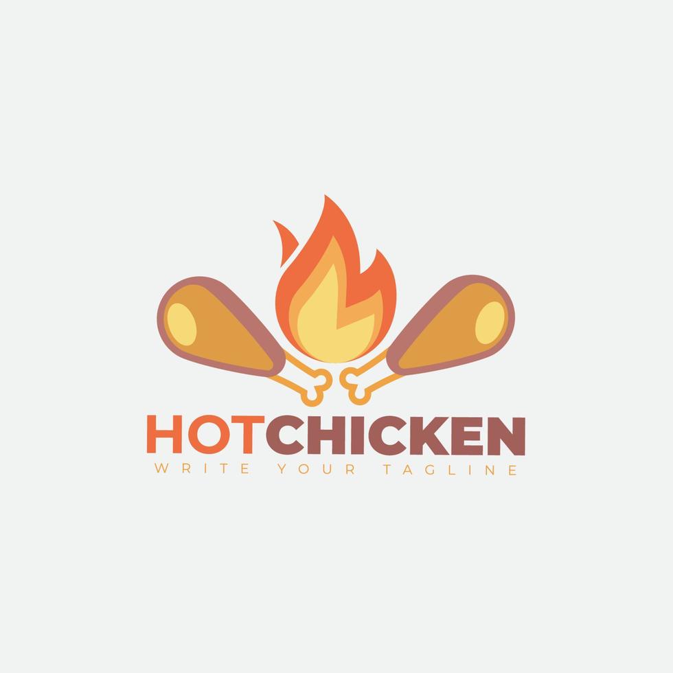 caldo delizioso pollo logo. barbecue design vettore