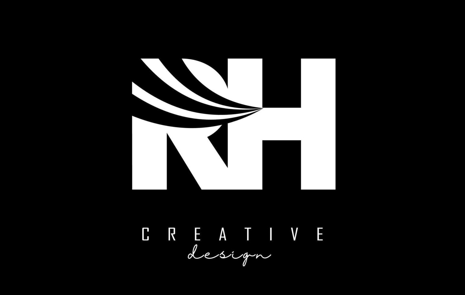 creativo bianca lettere rh r h logo con principale Linee e strada concetto design. lettere con geometrico design. vettore