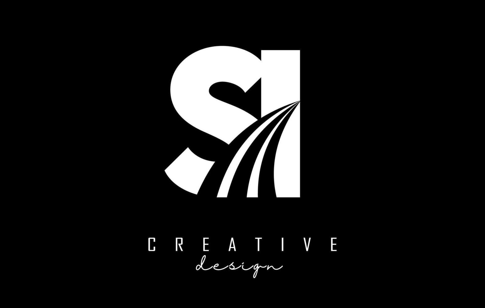 creativo bianca lettere SI S io logo con principale Linee e strada concetto design. lettere con geometrico design. vettore