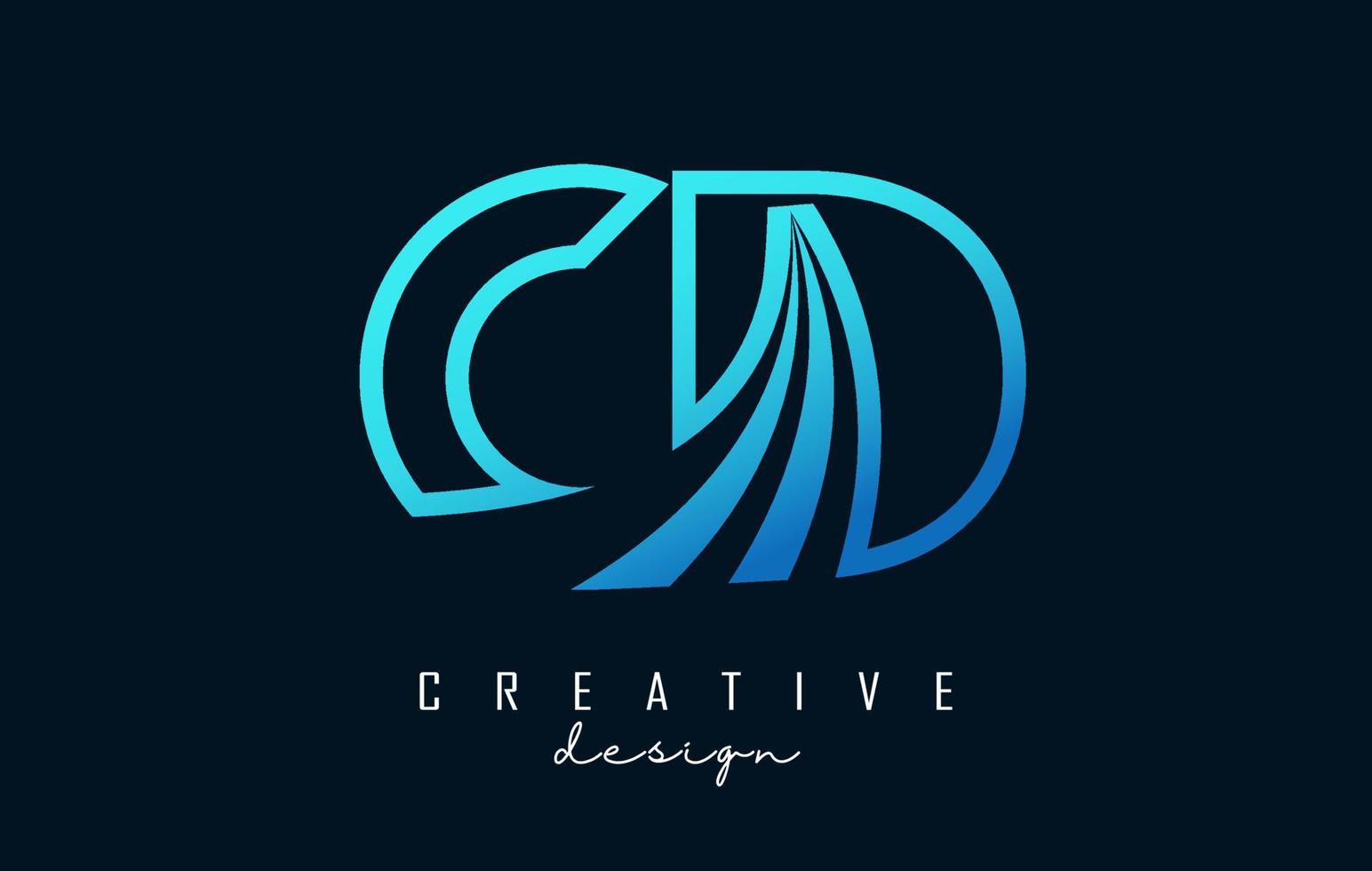 logo cd cd creativo di lettere blu con linee guida e concept design stradale. lettere con disegno geometrico. vettore