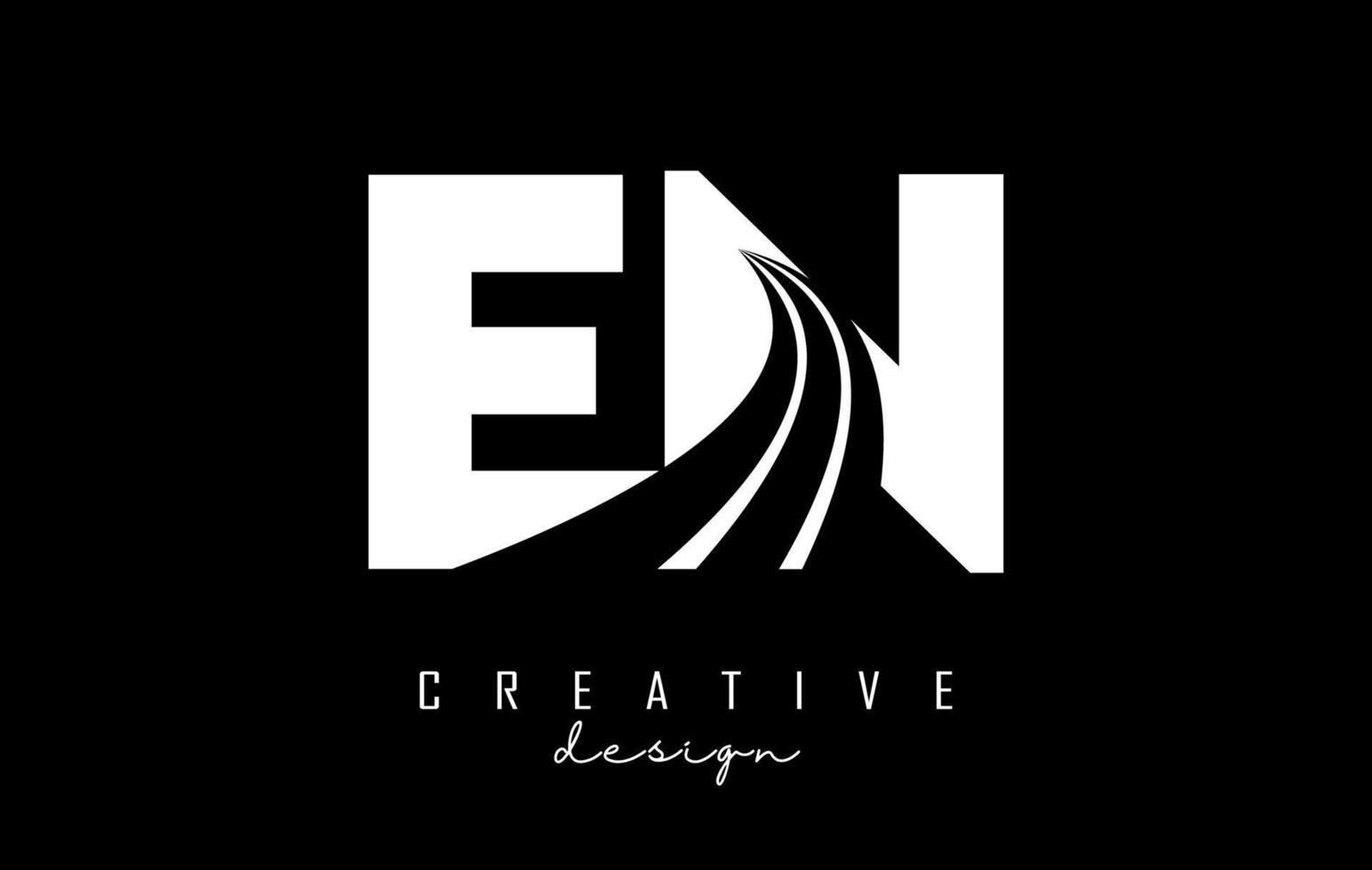 creativo bianca lettere it e n logo con principale Linee e strada concetto design. lettere con geometrico design. vettore