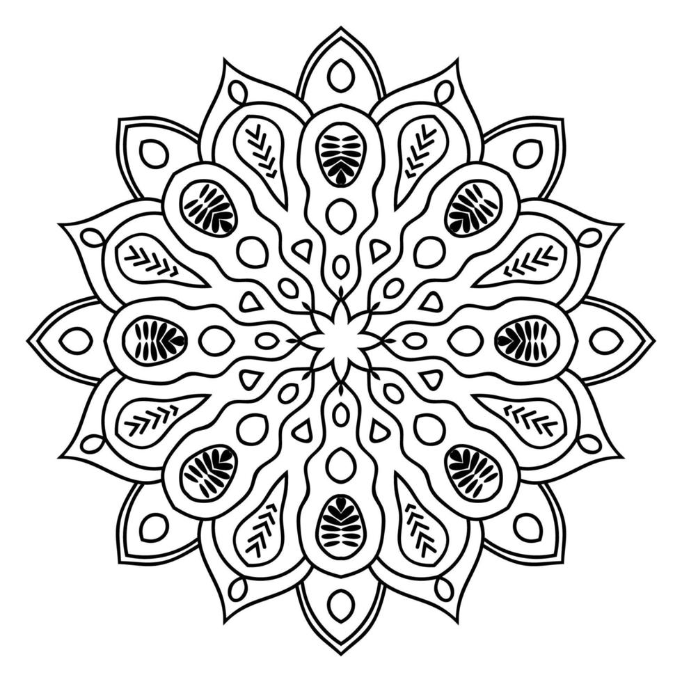 carino mandala. fiore ornamentale di doodle rotondo isolato su priorità bassa bianca. ornamento decorativo geometrico in stile etnico orientale. vettore