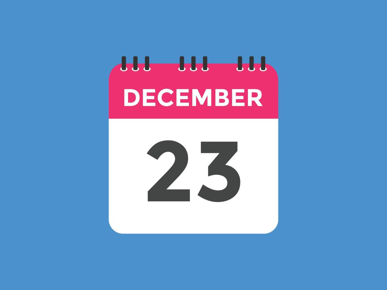 dicembre 23 calendario promemoria. 23 dicembre quotidiano calendario icona modello. calendario 23 dicembre icona design modello. vettore illustrazione