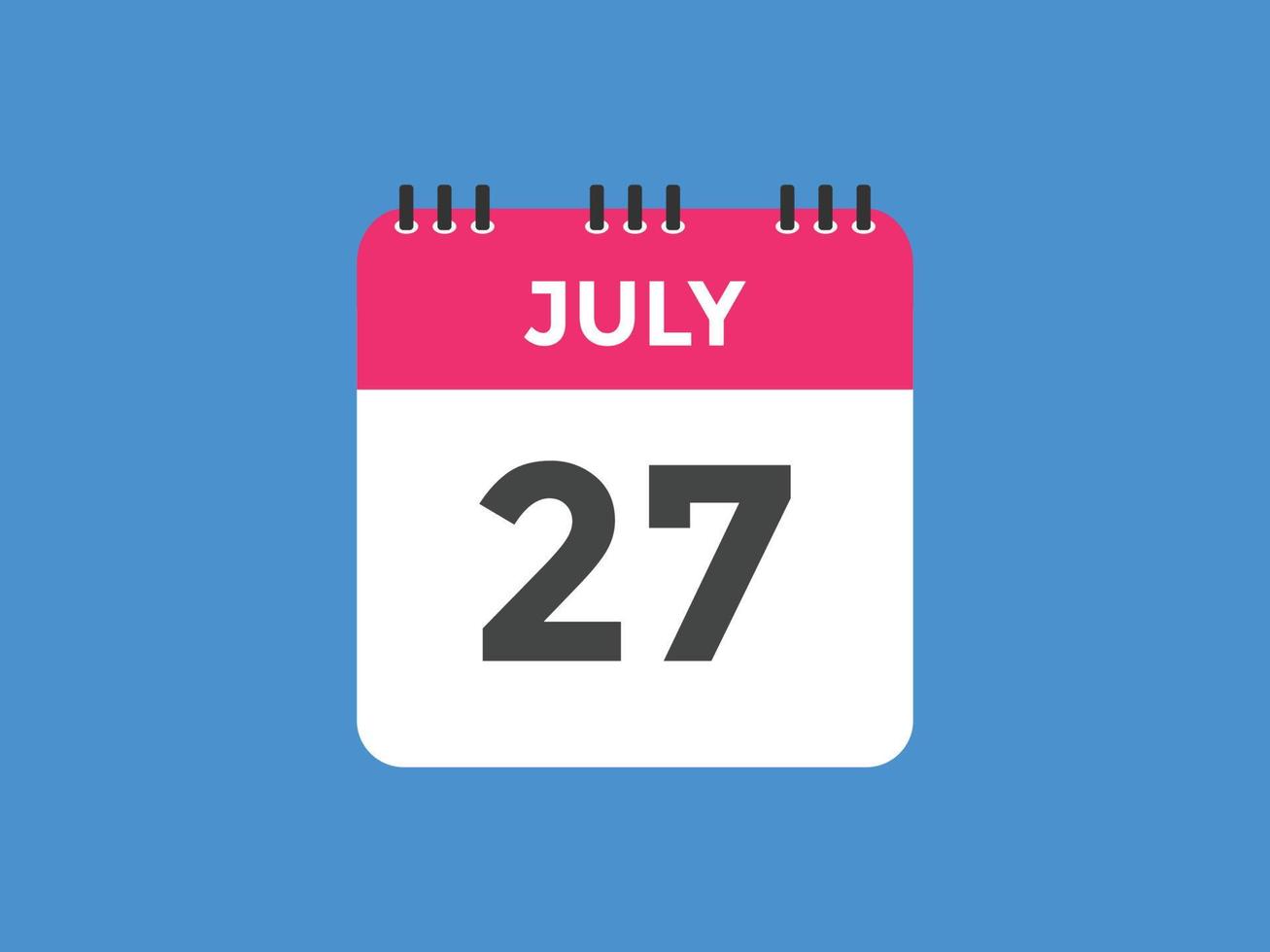 luglio 27 calendario promemoria. 27th luglio quotidiano calendario icona modello. calendario 27th luglio icona design modello. vettore illustrazione