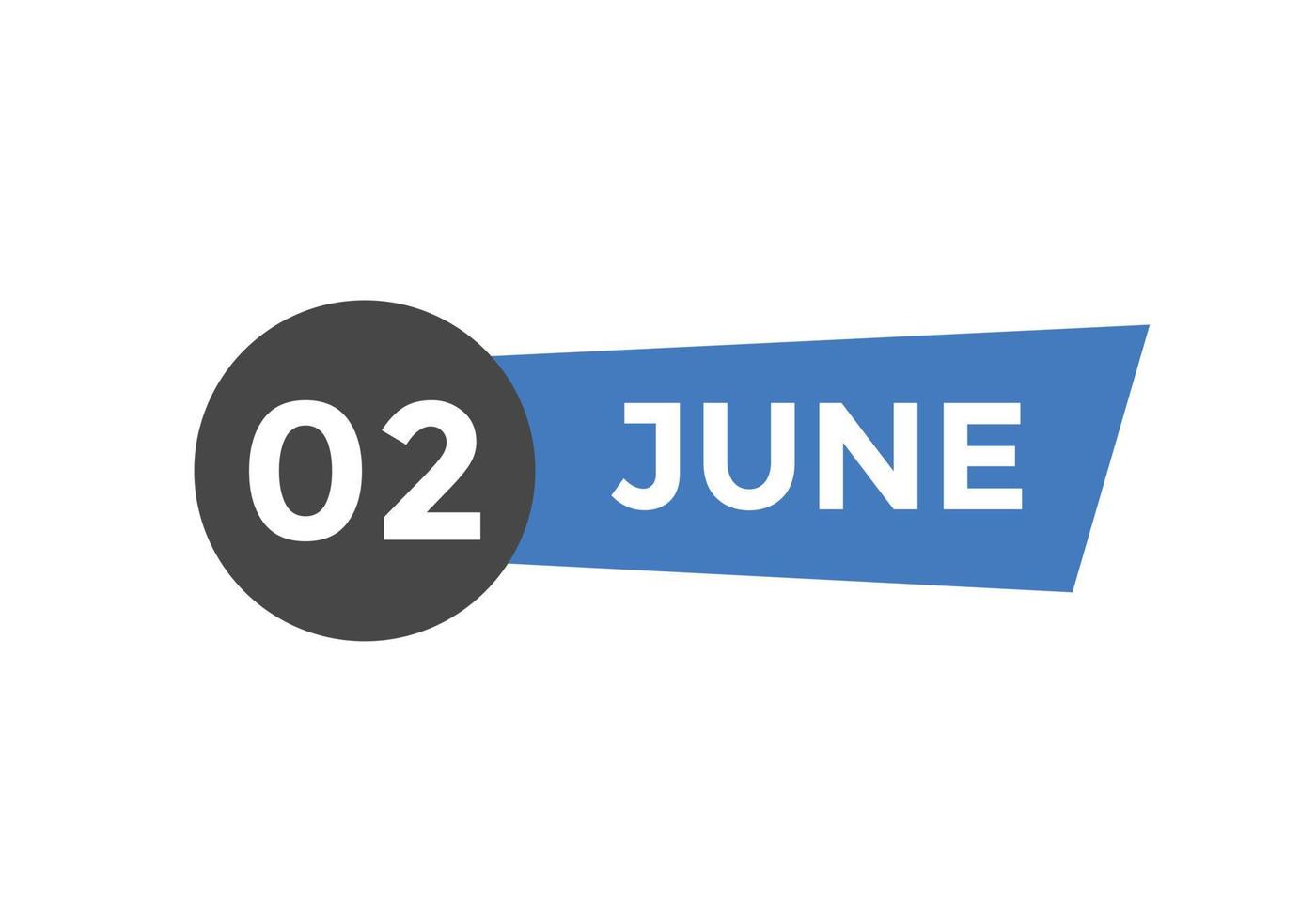 giugno 2 calendario promemoria. 2 ° giugno quotidiano calendario icona modello. calendario 2 ° giugno icona design modello. vettore illustrazione