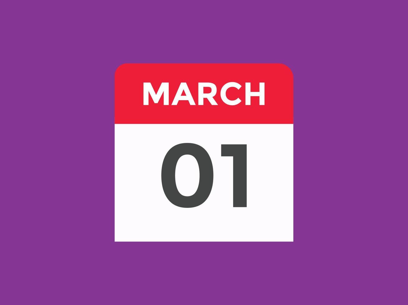 marzo 1 calendario promemoria. 1 ° marzo quotidiano calendario icona modello. calendario 1 ° marzo icona design modello. vettore illustrazione
