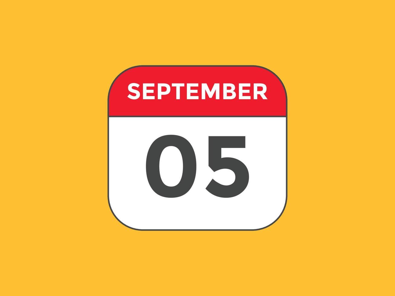 settembre 5 calendario promemoria. 5 ° settembre quotidiano calendario icona modello. calendario 5 ° settembre icona design modello. vettore illustrazione