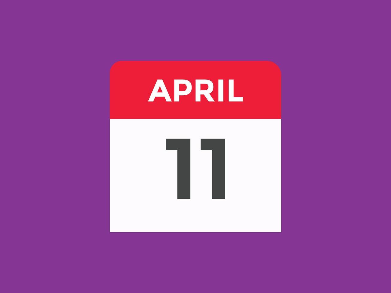 aprile 11 calendario promemoria. 11 ° aprile quotidiano calendario icona modello. calendario 11 ° aprile icona design modello. vettore illustrazione