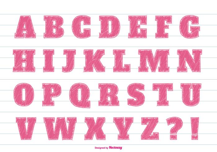 Alfabeto stile pennarello rosa vettore