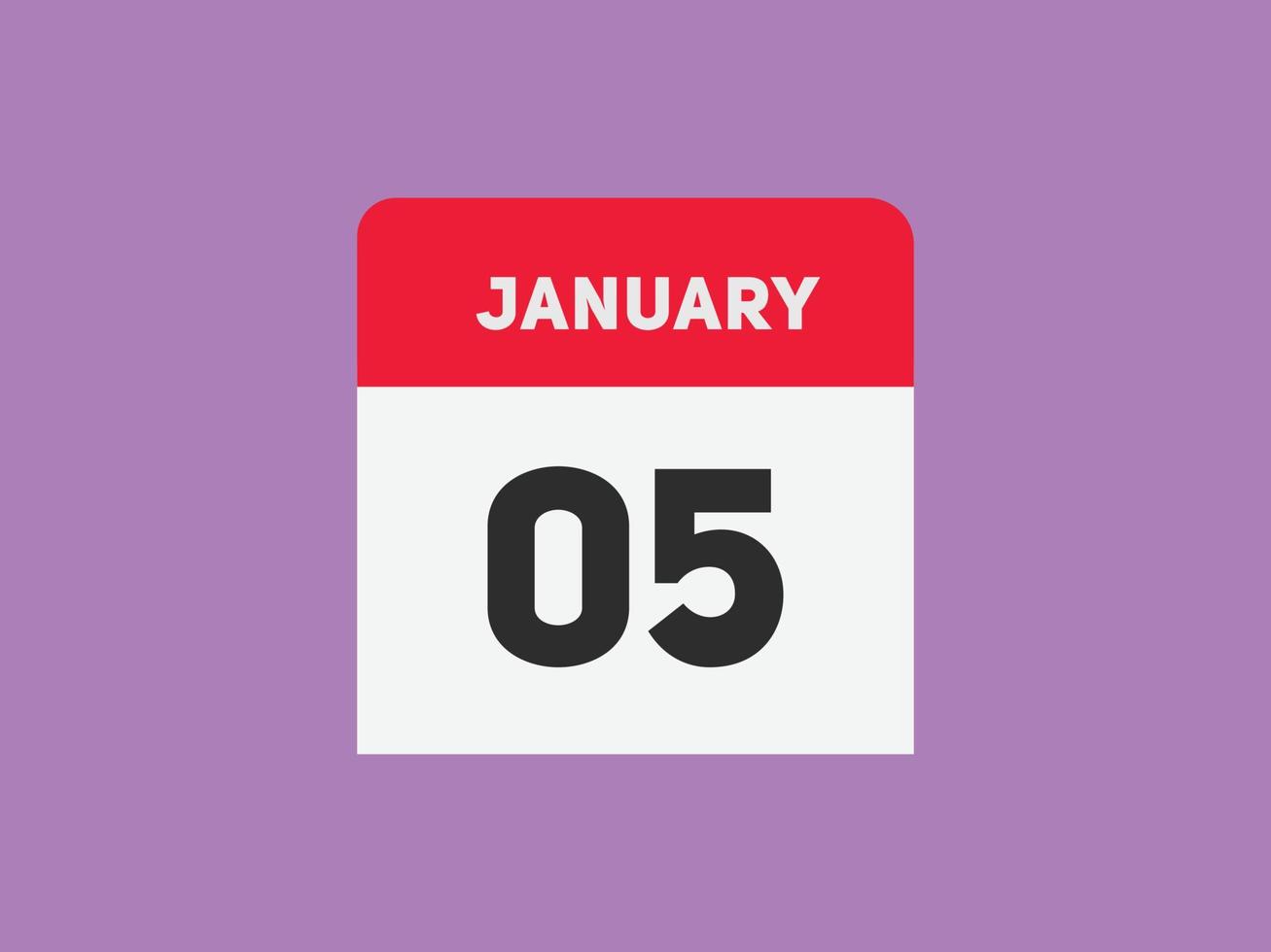 gennaio 5 calendario promemoria. 5 ° gennaio quotidiano calendario icona modello. calendario 5 ° gennaio icona design modello. vettore illustrazione