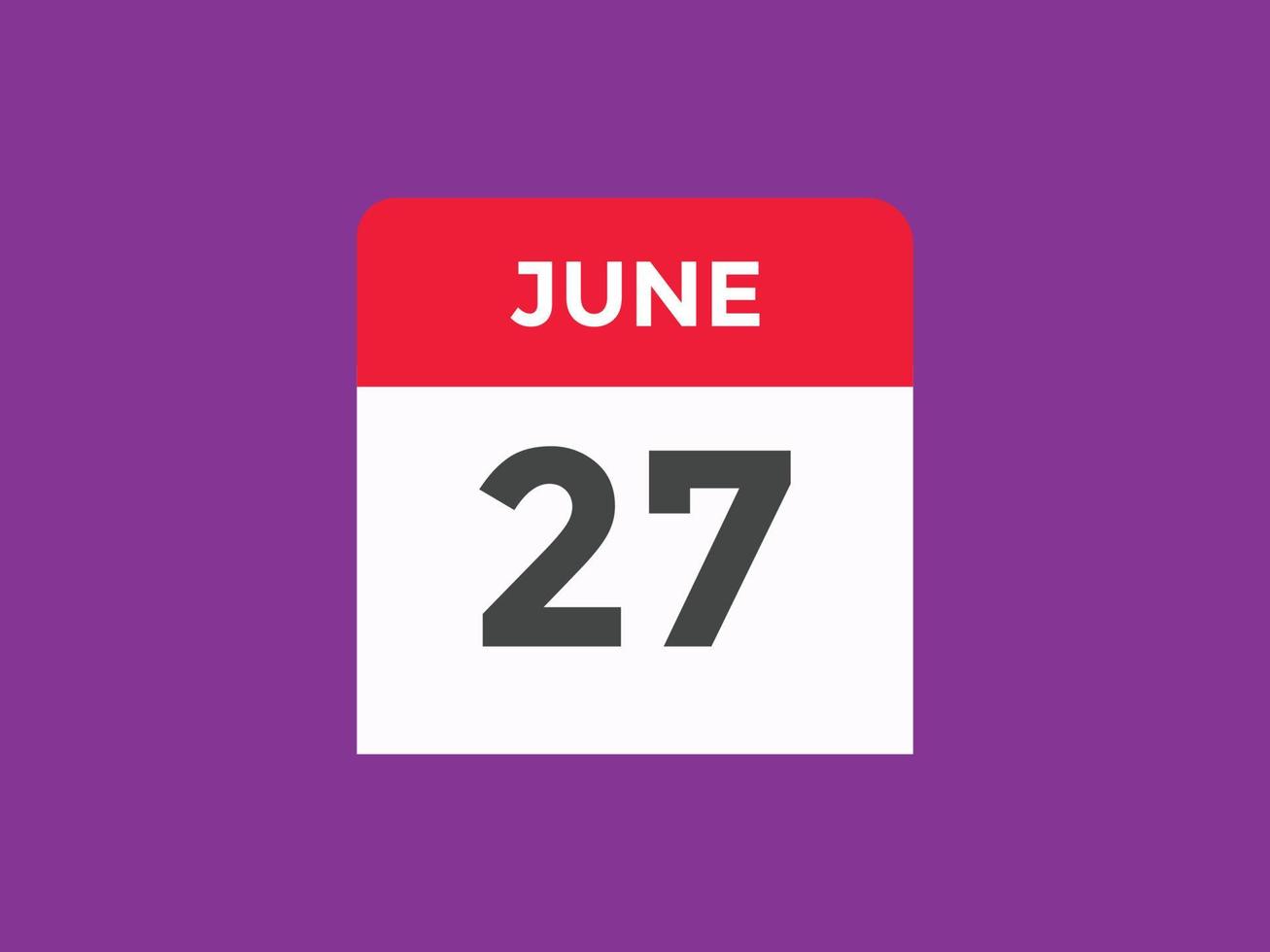 giugno 27 calendario promemoria. 27th giugno quotidiano calendario icona modello. calendario 27th giugno icona design modello. vettore illustrazione