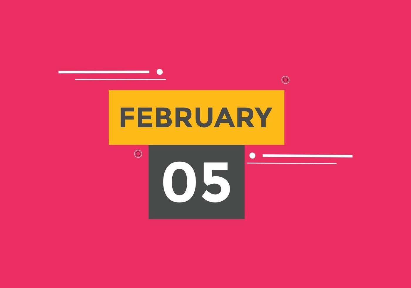 febbraio 5 calendario promemoria. 5 ° febbraio quotidiano calendario icona modello. calendario 5 ° febbraio icona design modello. vettore illustrazione