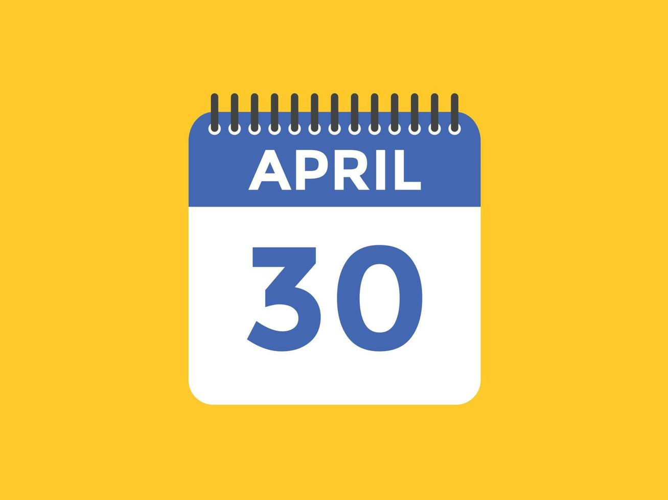 aprile 30 calendario promemoria. 30 aprile quotidiano calendario icona modello. calendario 30 aprile icona design modello. vettore illustrazione