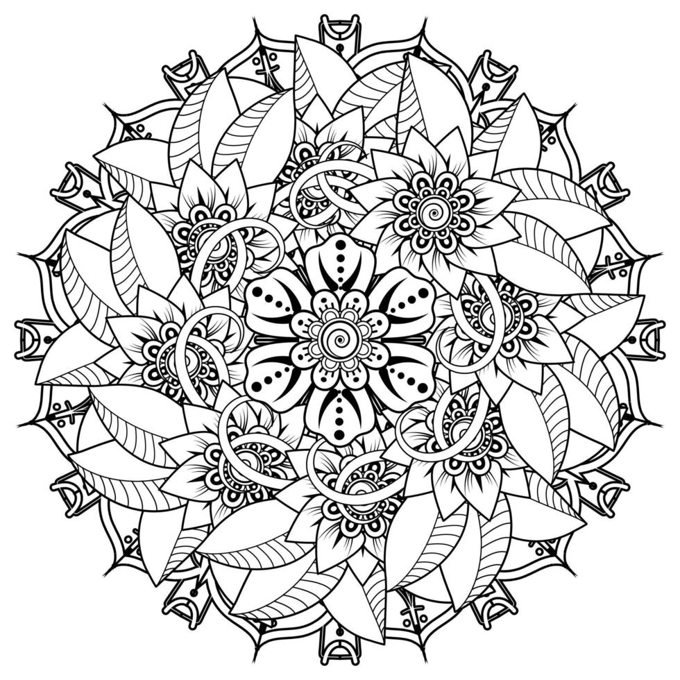 floreale sfondo con mehndi fiore. decorativo ornamento nel etnico orientale stile, scarabocchio ornamento, schema mano disegno. colorazione libro pagina. vettore