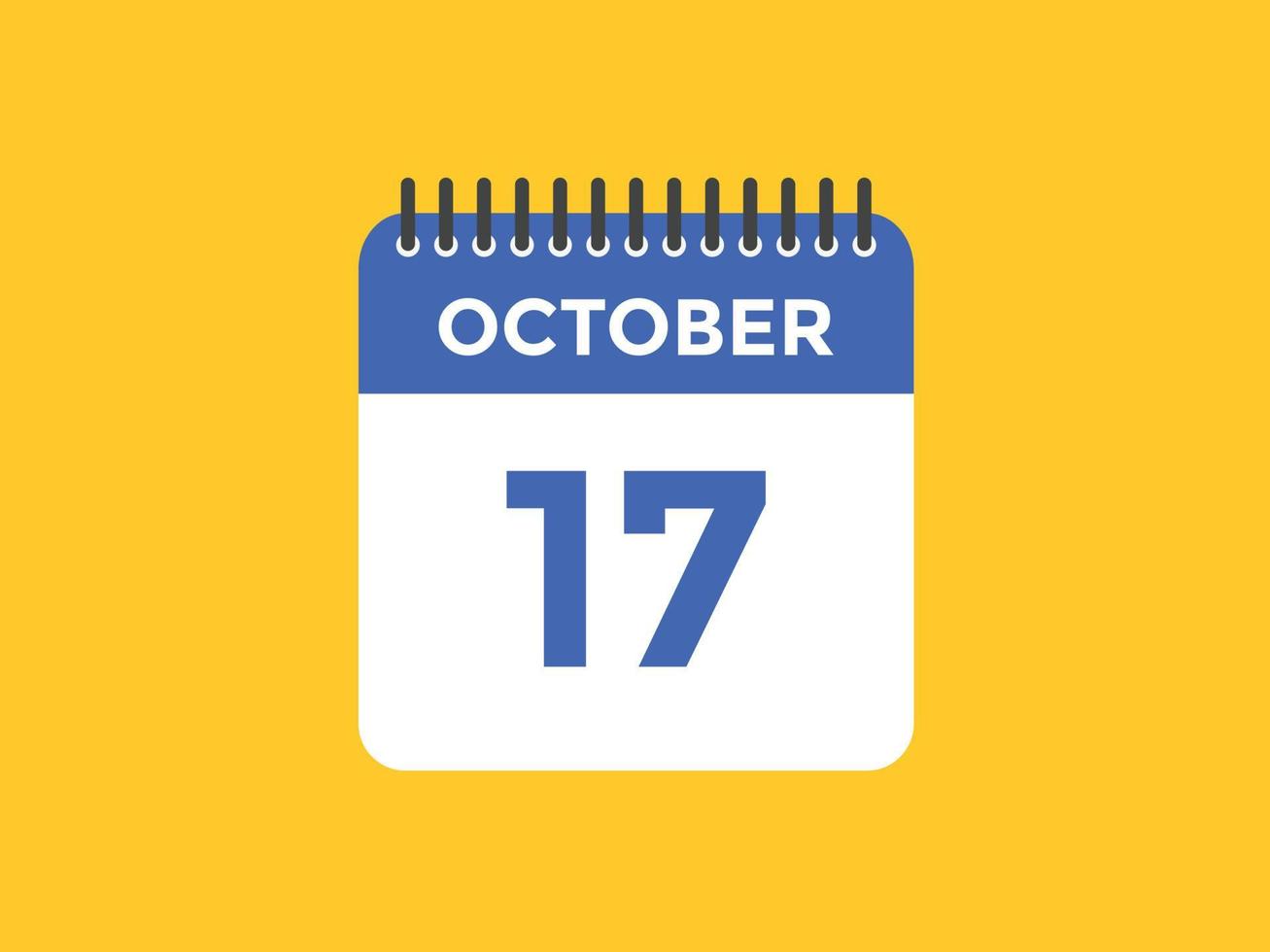 ottobre 17 calendario promemoria. 17 ° ottobre quotidiano calendario icona modello. calendario 17 ° ottobre icona design modello. vettore illustrazione