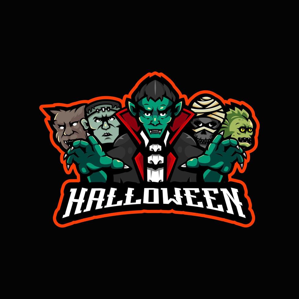 Halloween portafortuna logo design illustrazione vettore