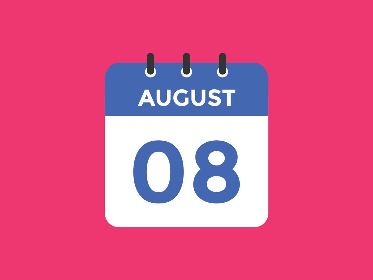 agosto 8 calendario promemoria. 8 ° agosto quotidiano calendario icona modello. calendario 8 ° agosto icona design modello. vettore illustrazione