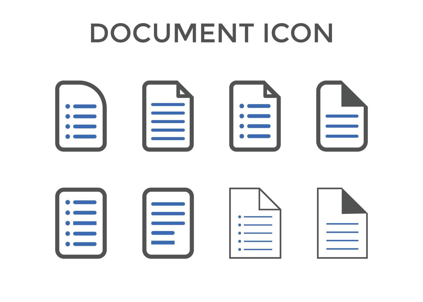 impostato di documento icone vettore illustrazione. carta documento pagina simbolo per SEO e sito web