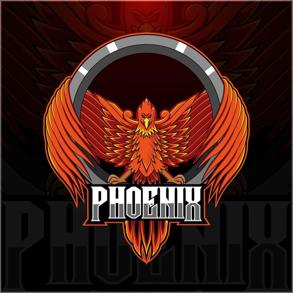 disegno del logo della mascotte di phoenix esport vettore