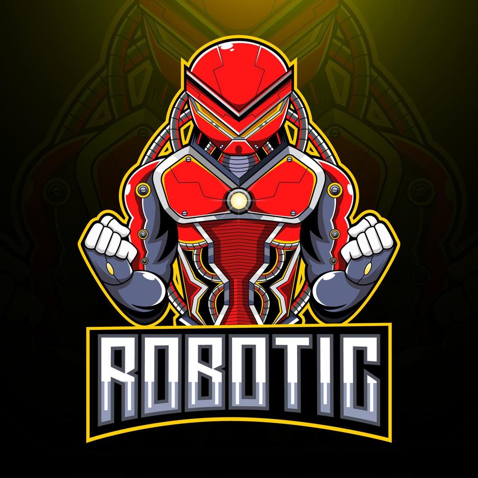 design del logo della mascotte robotica esport vettore