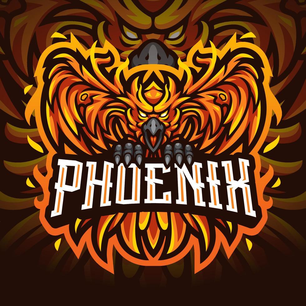 disegno del logo della mascotte di phoenix esport vettore