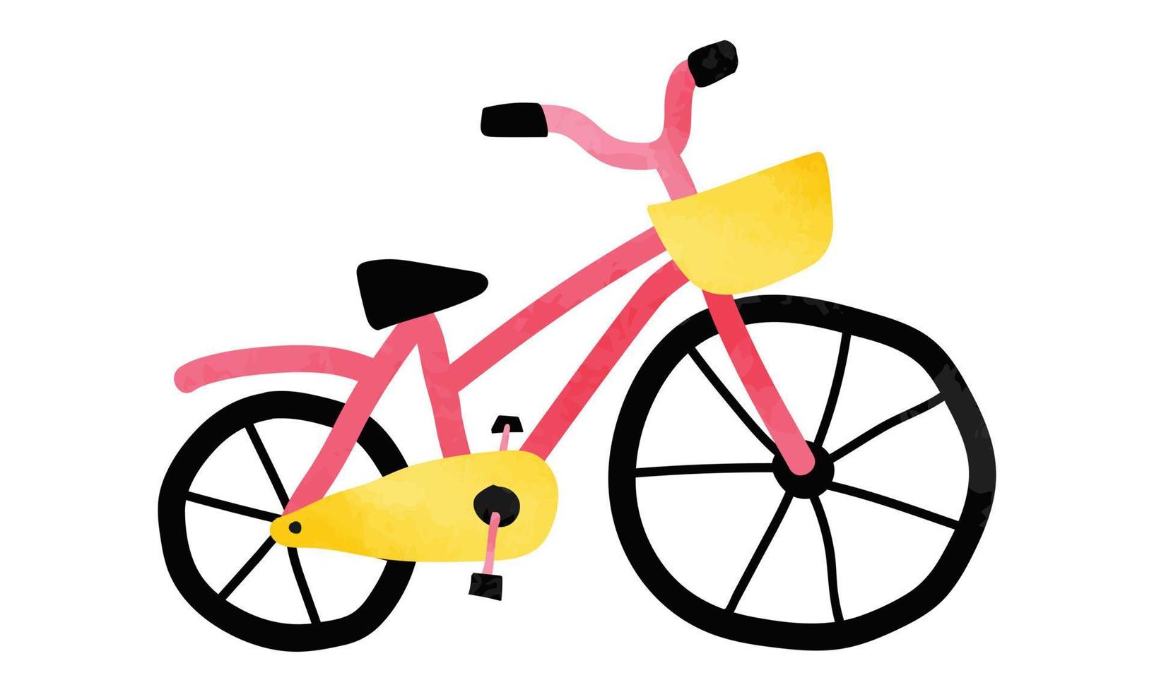 semplice colorato mano disegnato scarabocchio bicicletta. bicicletta acquerello illustrazione isolato su bianca sfondo. bicicletta ragazzo disegno. alunno bicicletta clipart vettore